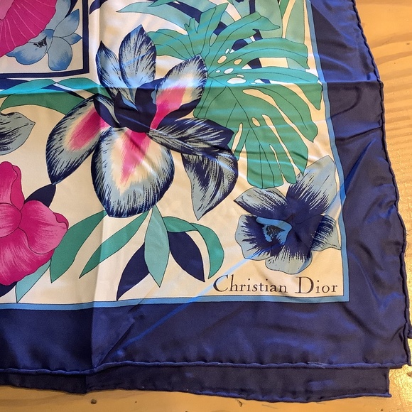 Vintage Christian Dior Silk Floral Scarf - Picture 5 of 9